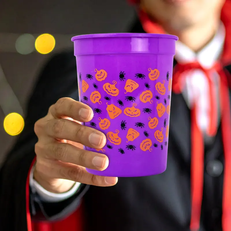 Set De Vasos De Halloween, Color Morado, 5 Pzas 1