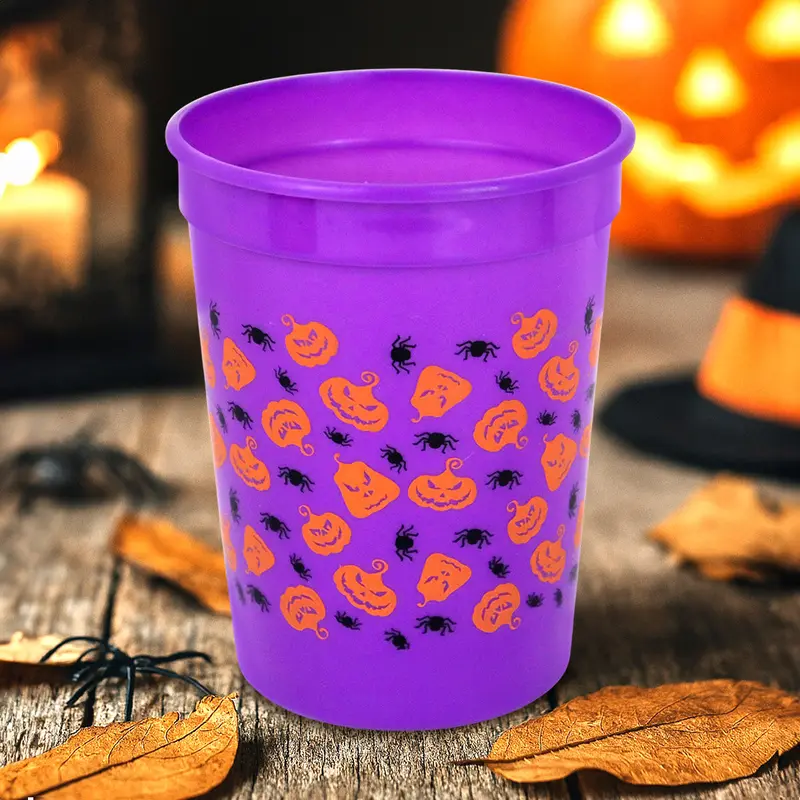 Set De Vasos De Halloween, Color Morado, 5 Pzas 2