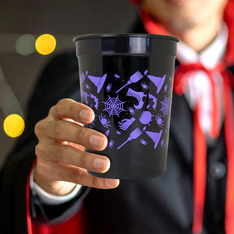 Set De Vasos De Halloween, Color Negro Y Morado, 5 Pzas 1