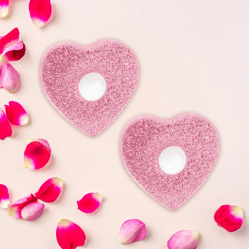 Set De Velas Led Forma De Corazón, Color Rosa, 2 Piezas 1
