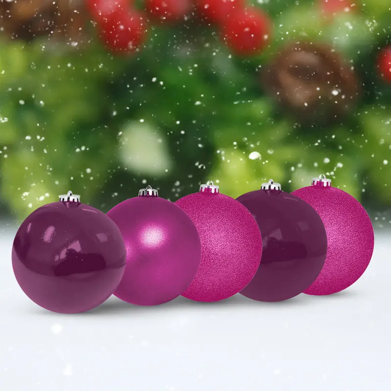 Set Esferas De Navidad, Color Fucsia, 30 Pzas 1