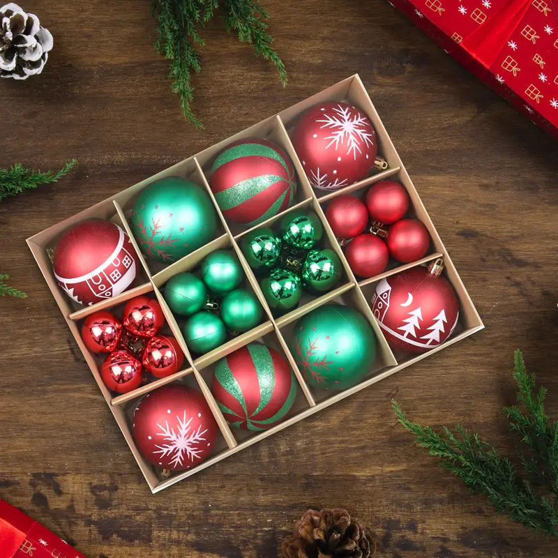 Set Esferas De Navidad, Color Rojo Y Verde, 40 Pzas 1