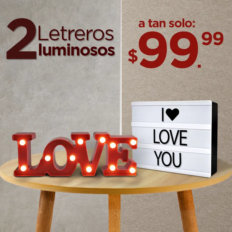Set Letreros Luminosos, Love + I Love You 1