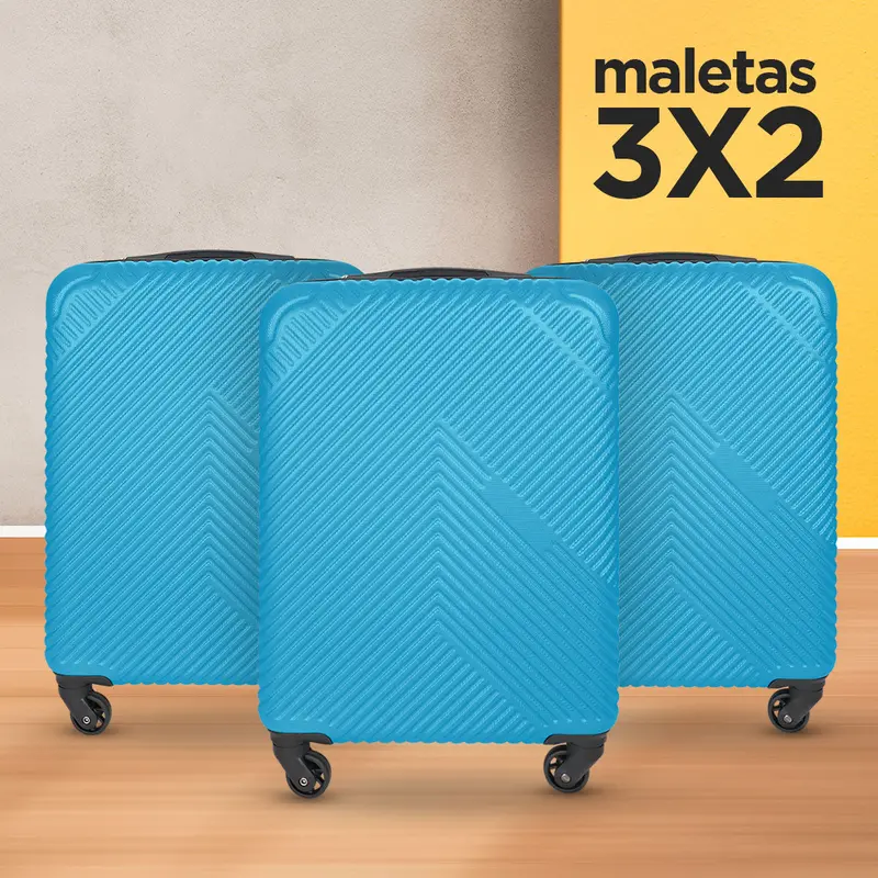 Set Maletas De Viajes Venture, Color Azul: ¡Llévate 3 Y Paga 2!, 37X23x55cm 1