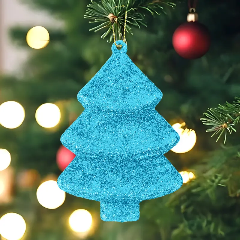 Set Mini Árbol Navideño Con Glitter, Color Azul, 5 Pzas 1