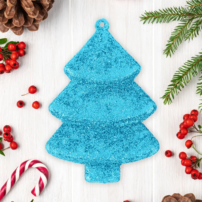 Set Mini Árbol Navideño Con Glitter, Color Azul, 5 Pzas 2