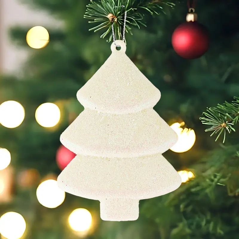 Set Mini Árbol Navideño Con Glitter, Color Blanco, 5 Pzas 1