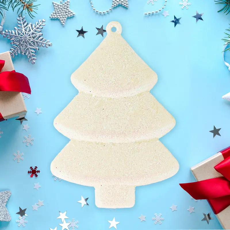 Set Mini Árbol Navideño Con Glitter, Color Blanco, 5 Pzas 2