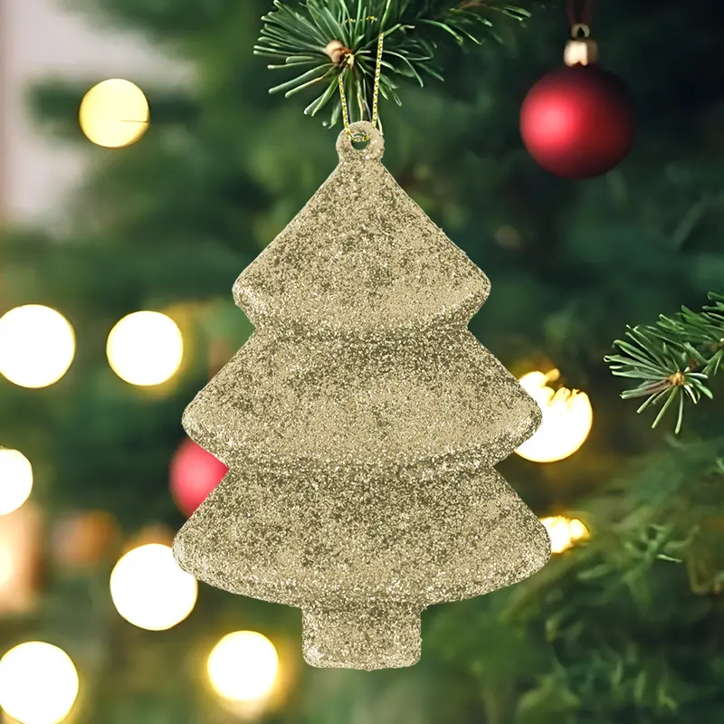 Set Mini Árbol Navideño Con Glitter, Color Dorado, 5 Pzas 1