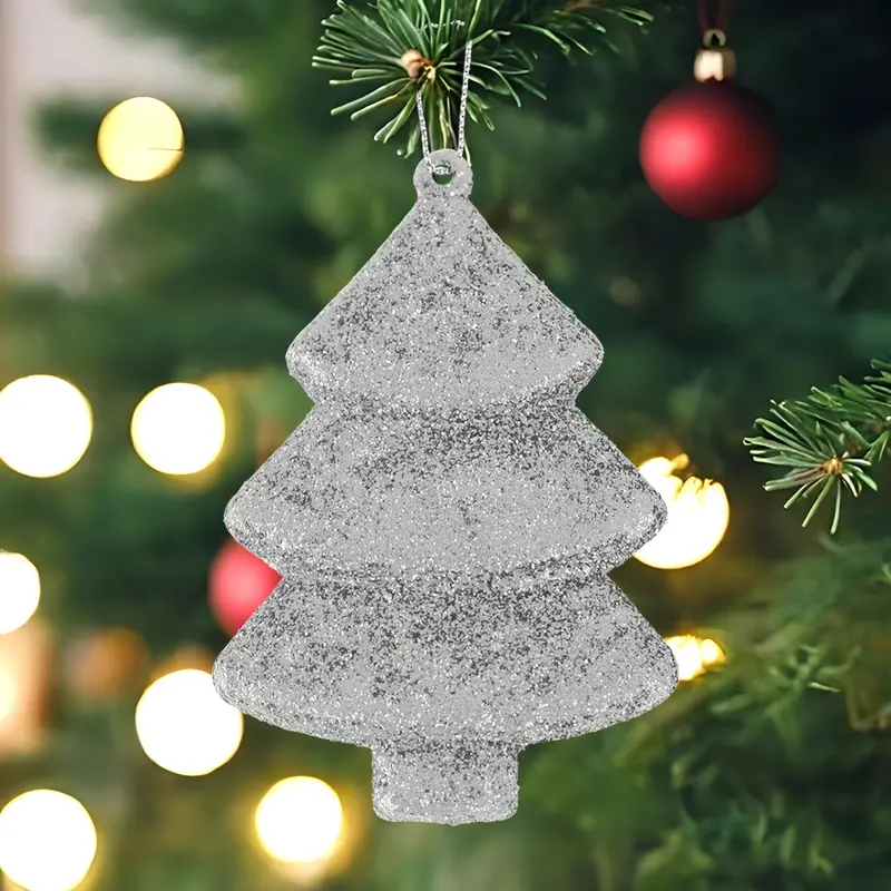 Set Mini Árbol Navideño Con Glitter, Color Plata, 5 Pzas 1