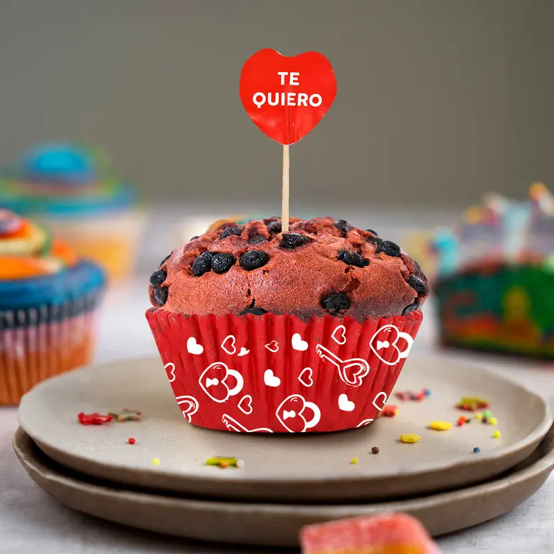 Set Para Decoración De Cupcakes "Love" Color Rojo, 48Pzas 1
