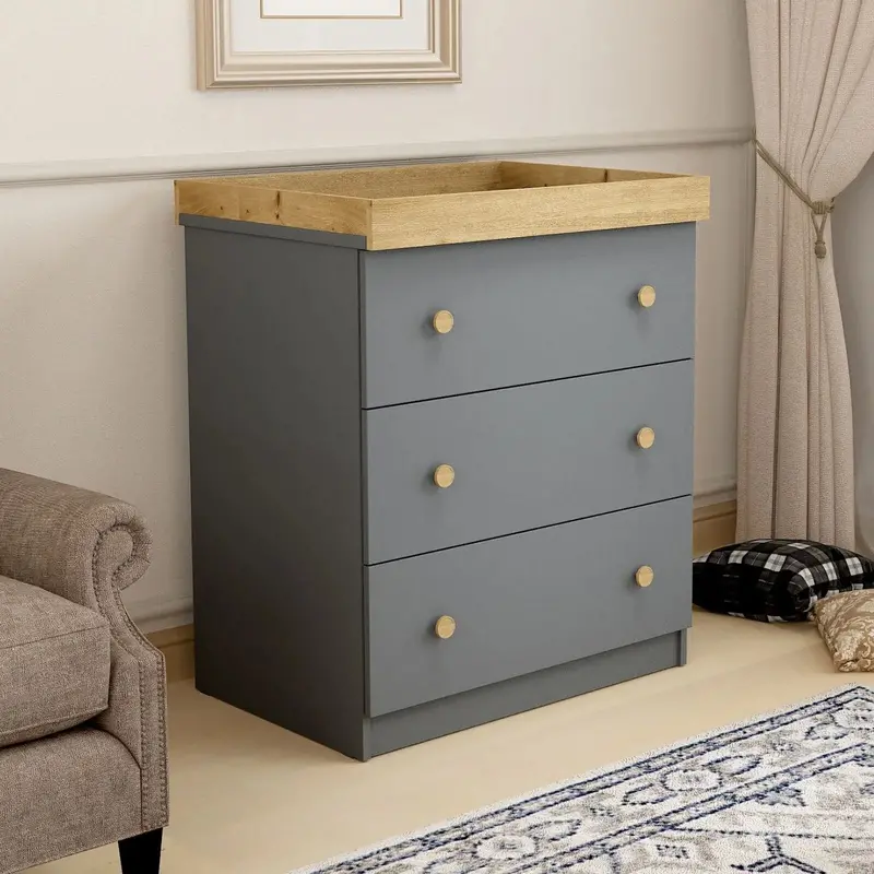 Shefa Kids 888 Changing Dresser - Graphite/Cremona Oak 1