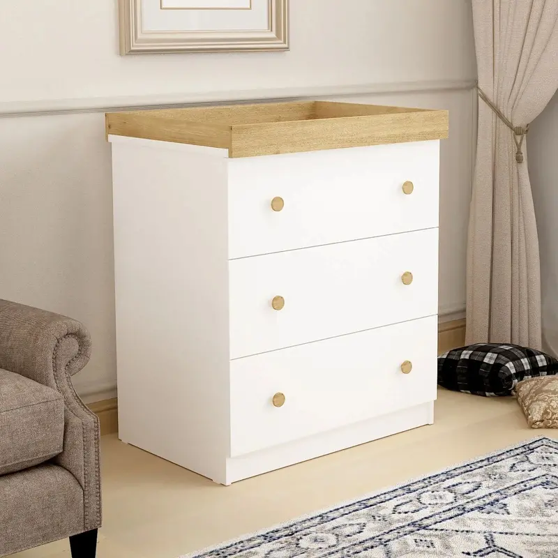 Shefa Kids 888 Changing Dresser - White/Oak 1