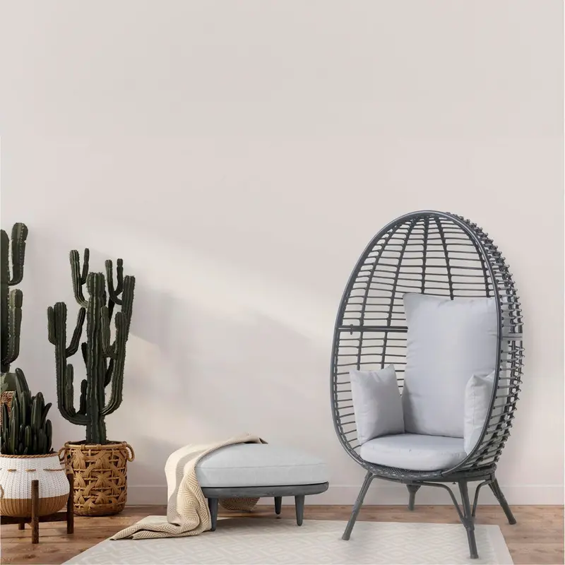 Silla De Mimbre Con Cojines Para Exteriores 1
