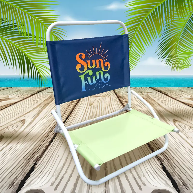 Silla De Playa Sun Fun Color Azul Con Verde 1