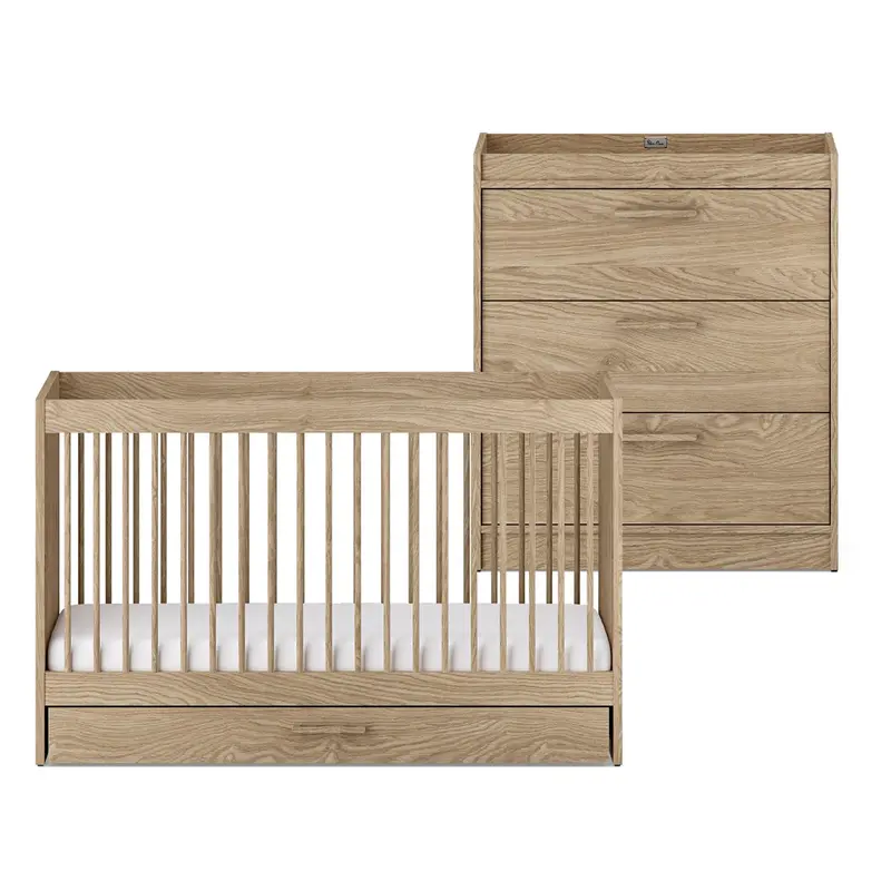 Silver Cross Geneva 2 Piece Dresser Room Set In Oak 1