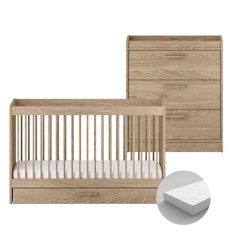 Silver Cross Geneva 2 Piece Dresser Room Set In Oak 4
