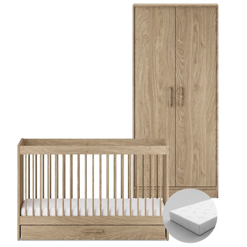 Silver Cross Geneva 2 Piece Wardrobe Room Set In Oak 2