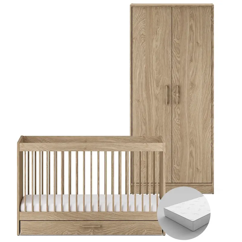Silver Cross Geneva 2 Piece Wardrobe Room Set In Oak 4