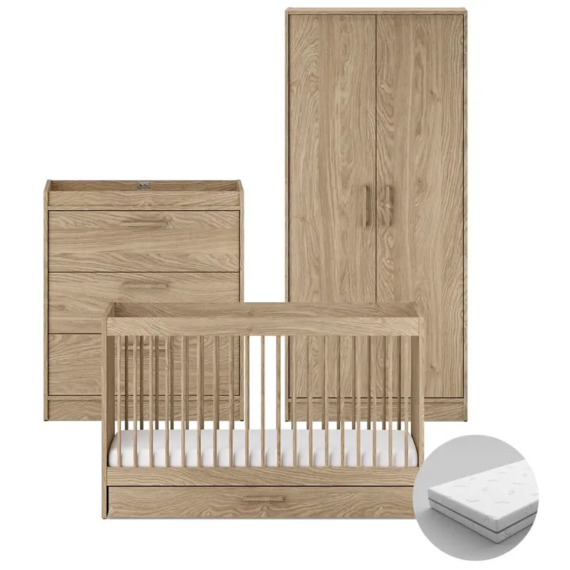 Silver Cross Geneva 3 Piece Room Set In Oak 3