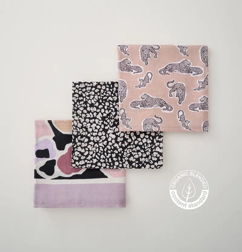 Silver Cross Muslin Swaddles 3 Pack In Pretty Wild 1