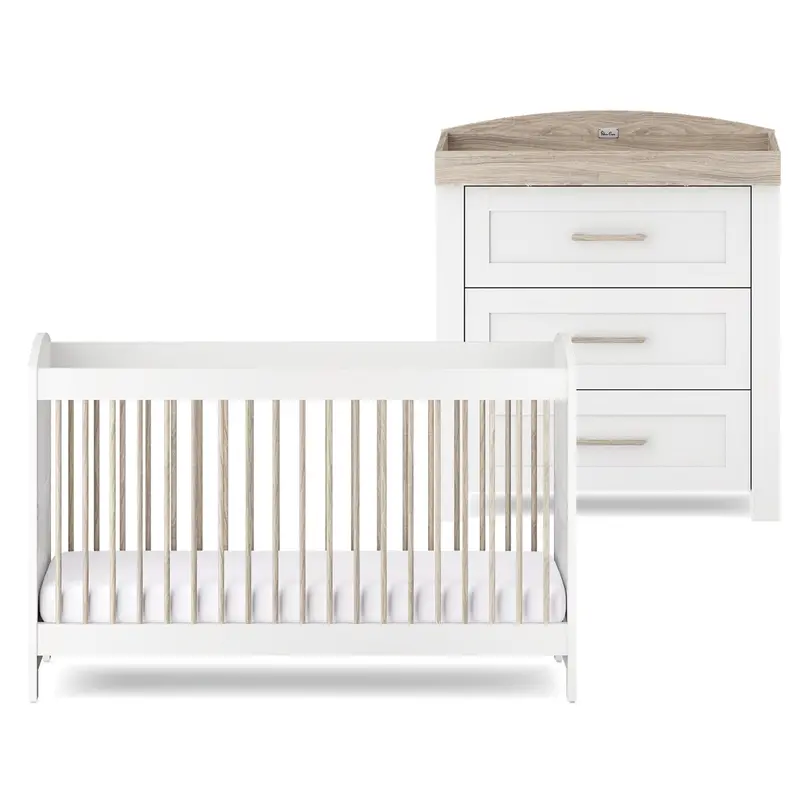 Silver Cross Valencia 2 Piece Dresser Room Set In White Ash 1