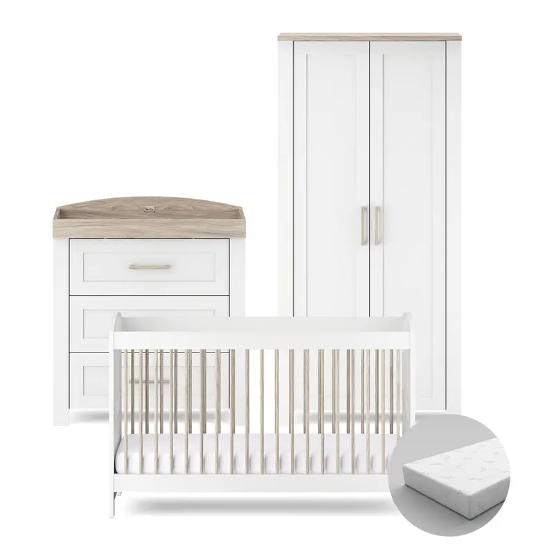 Silver Cross Valencia 3 Piece Room Set In White Ash 2