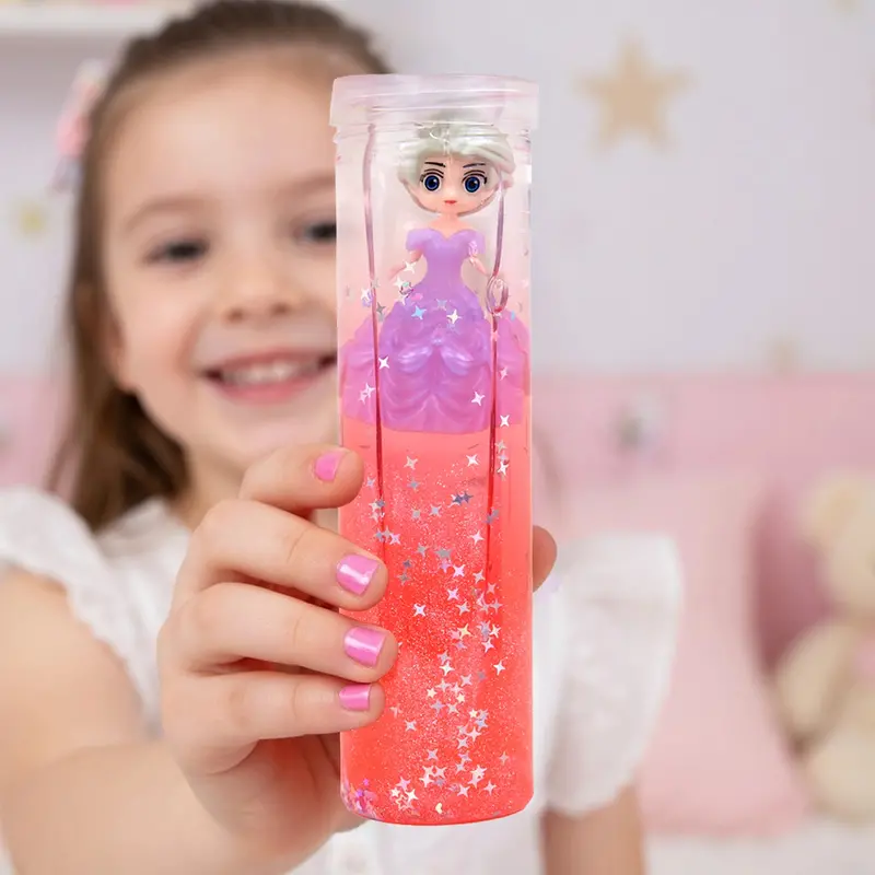 Slime Con Muñeca, Confetti Estrella, Color Rojo Y Morado, 350 Gr 2