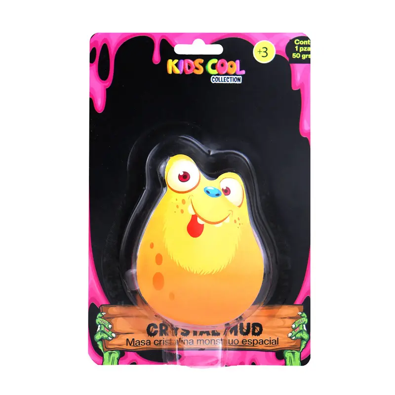 Slime Cristalino, Envase Monstruo, Color Naranja 2