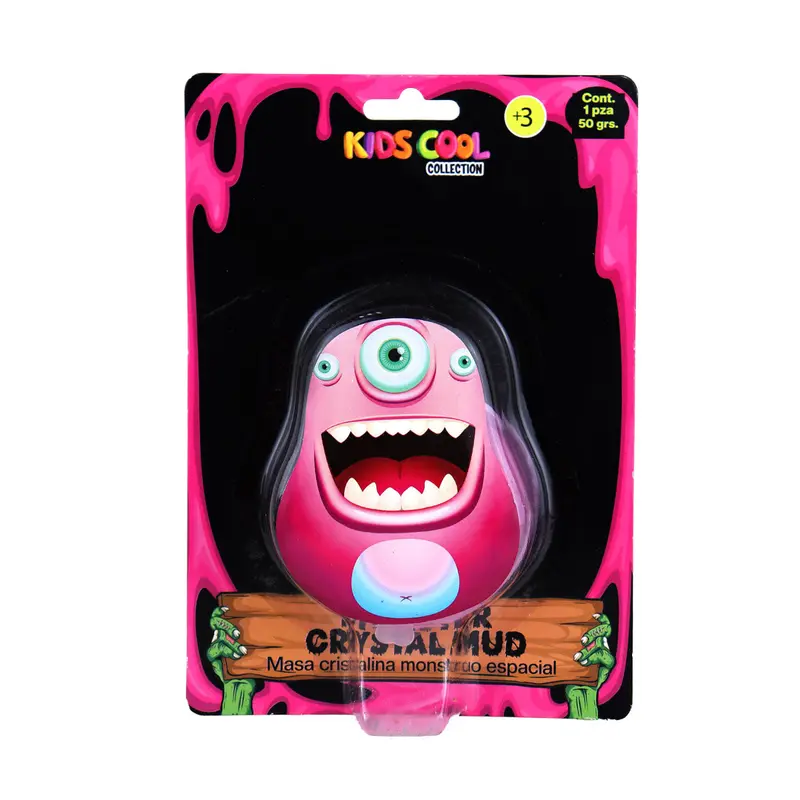 Slime Cristalino, Envase Monstruo, Color Rosa 2