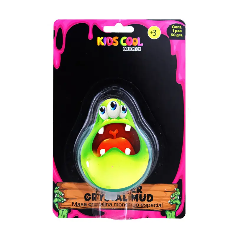 Slime Cristalino, Envase Monstruo, Color Verde 2