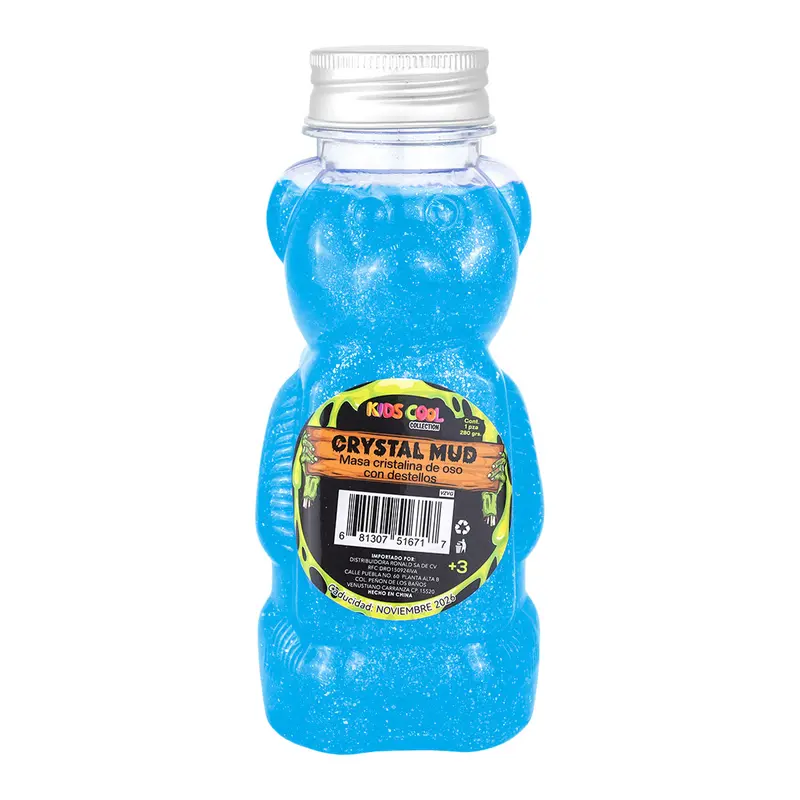 Slime Cristalino, Envase Oso, Color Azul 2