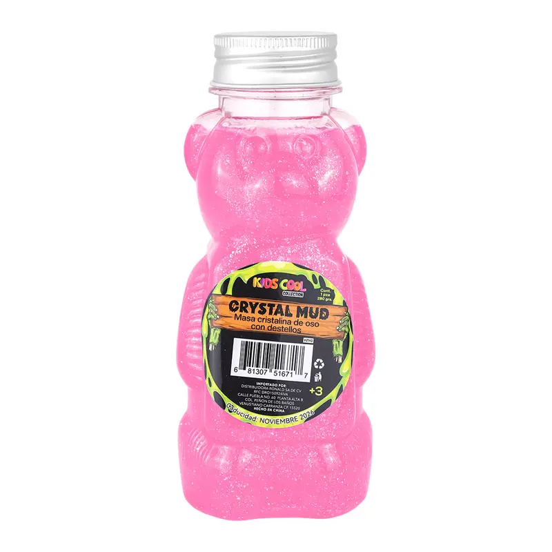 Slime Cristalino, Envase Oso, Color Rosa 2