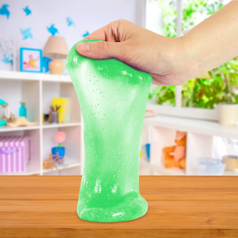 Slime Cristalino, Envase Oso, Color Verde 1
