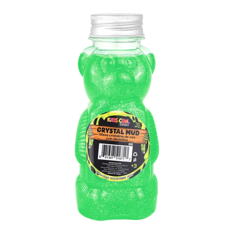 Slime Cristalino, Envase Oso, Color Verde 2