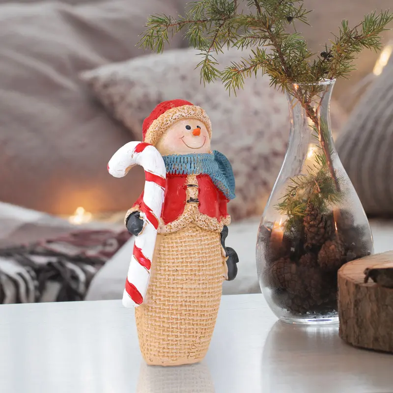 Snowman Con Dulce, Figura Decorativa De Cerámica 2