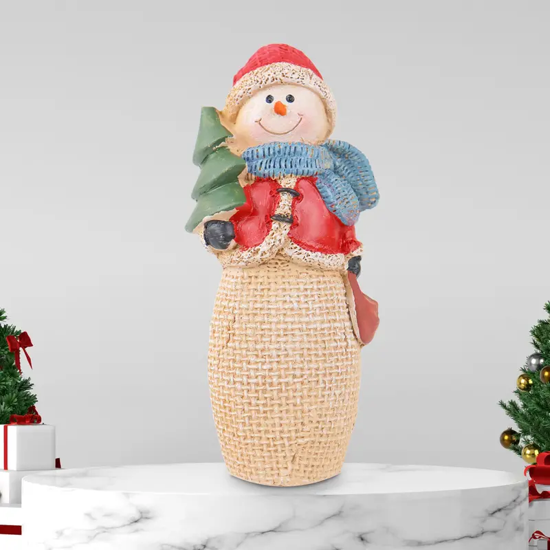 Snowman Con Pino, Figura Decorativa De Cerámica 1