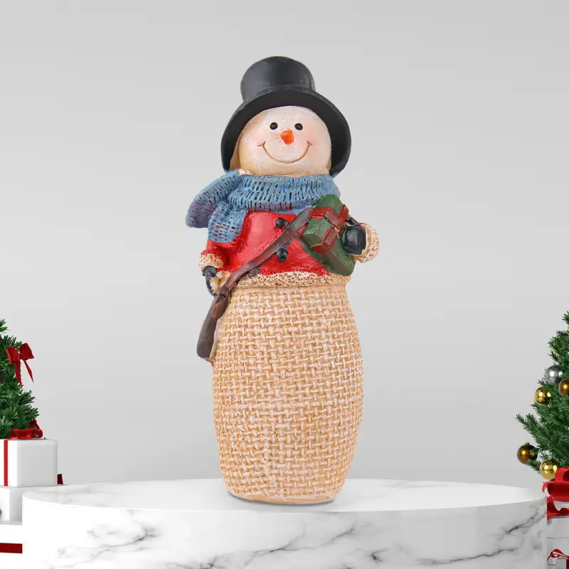 Snowman Con Regalo, Figura Decorativa De Cerámica 1