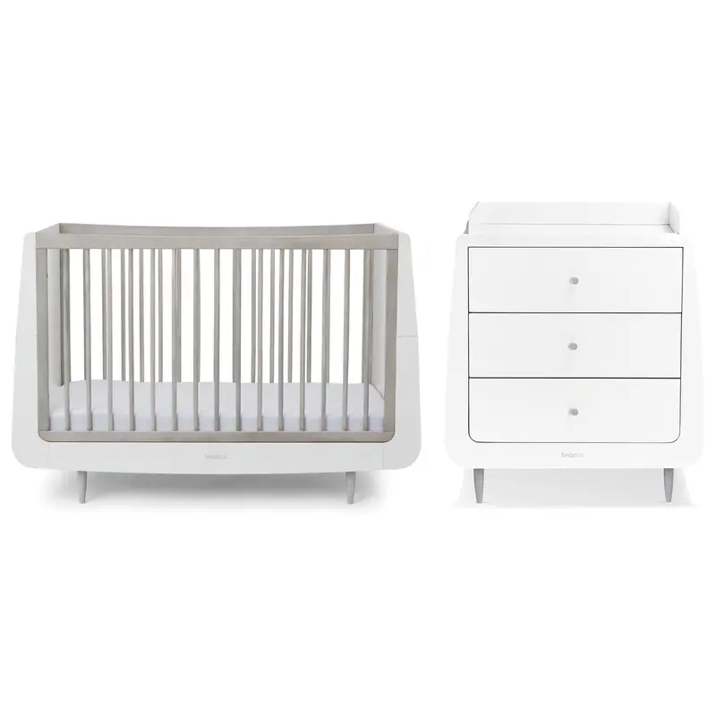 Snüzkot Skandi 2 Piece Nursery Furniture Set In Silver Birch 1