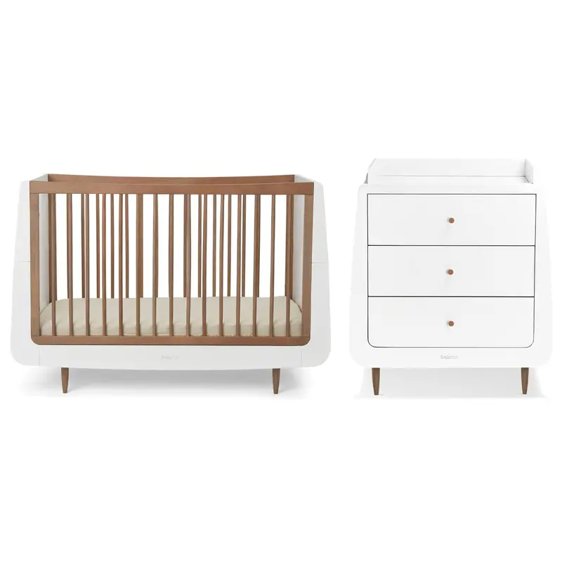 Snüzkot Skandi 2 Piece Nursery Furniture Set In Walnut 1