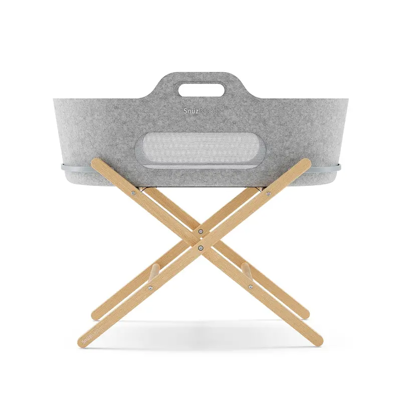 Snüzpod Baskit With Natural Stand In Light Grey 2