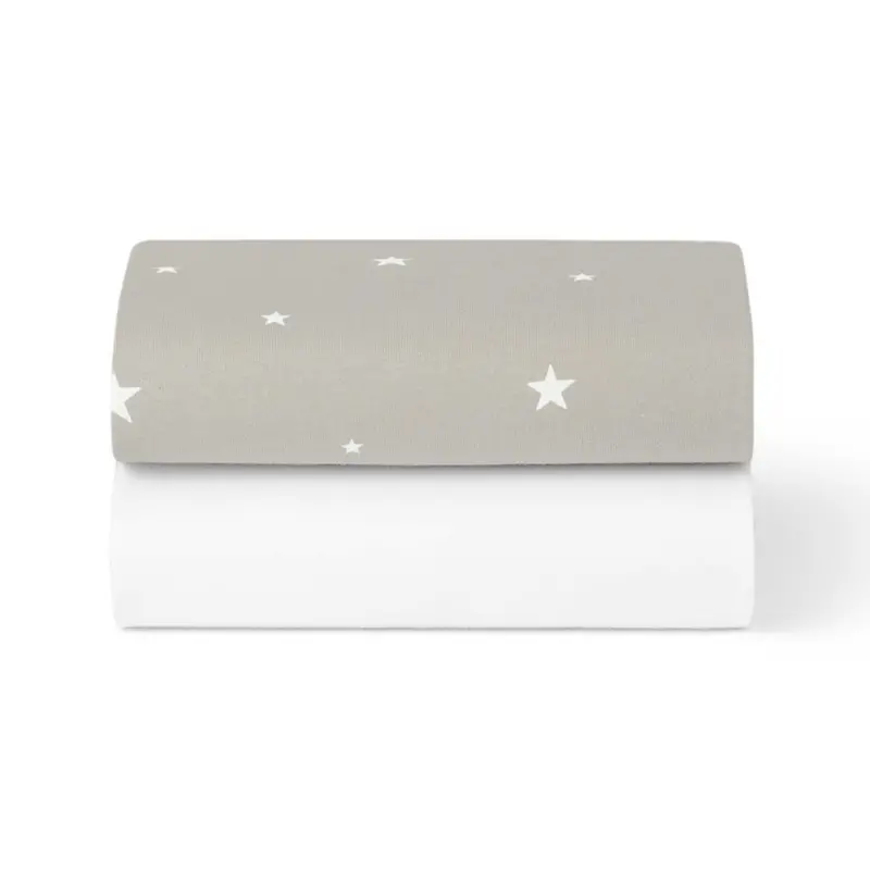 Snüzpod Fitted Crib Sheets 2Pk In Grey Star 1