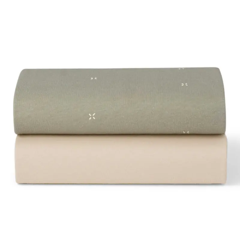 Snüzpod Fitted Crib Sheets 2Pk In Sage Cross 1