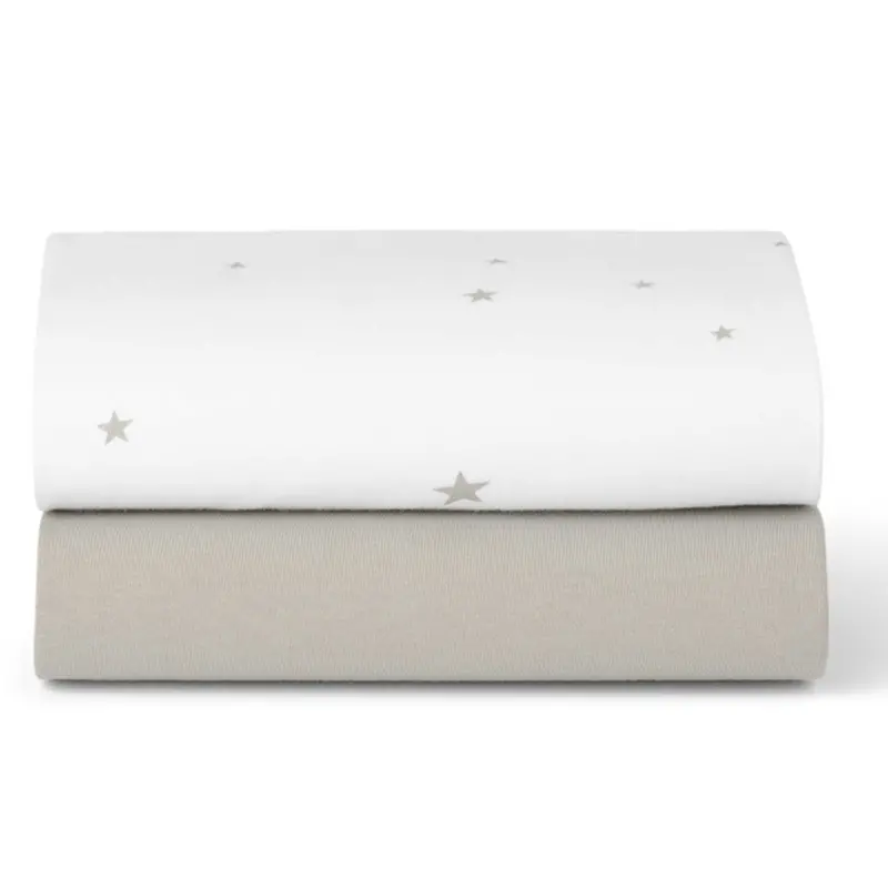 Snüzpod Fitted Crib Sheets 2Pk In White Star 1