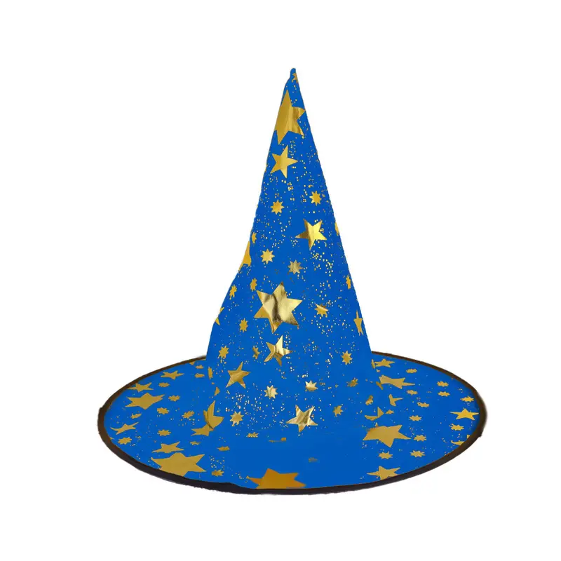 Sombrero Color Azul Rey Con Estrellas Para Disfraz De Bruja 2
