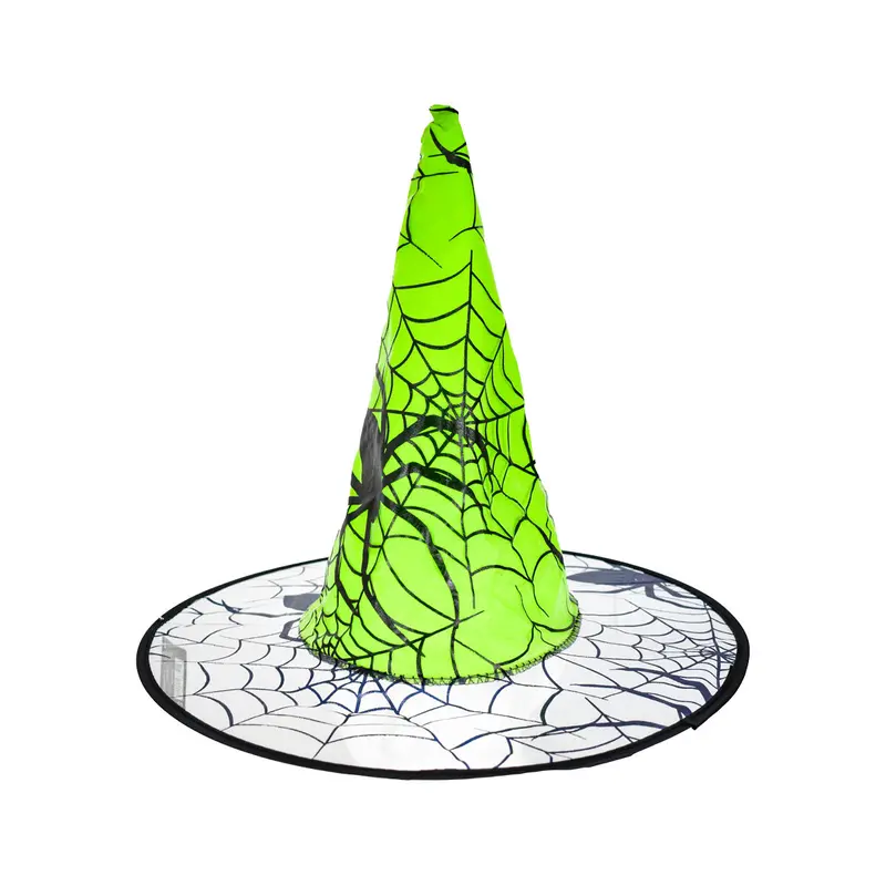 Sombrero De Bruja Para Disfraz De Halloween Color Verde Con Negro 2