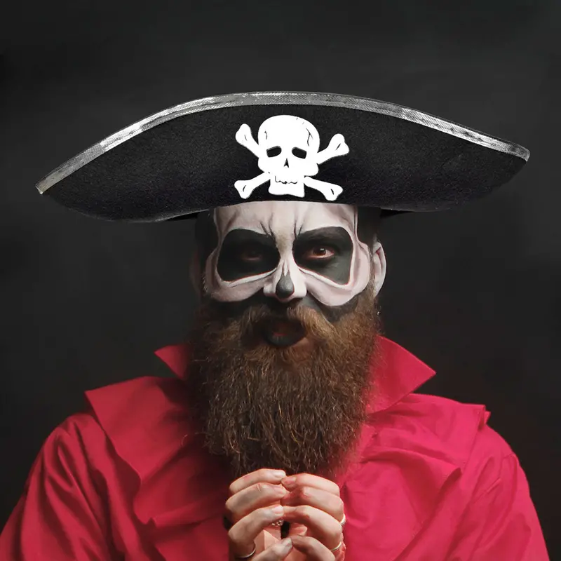 Sombrero De Pirata Con Adorno Color Plata 1
