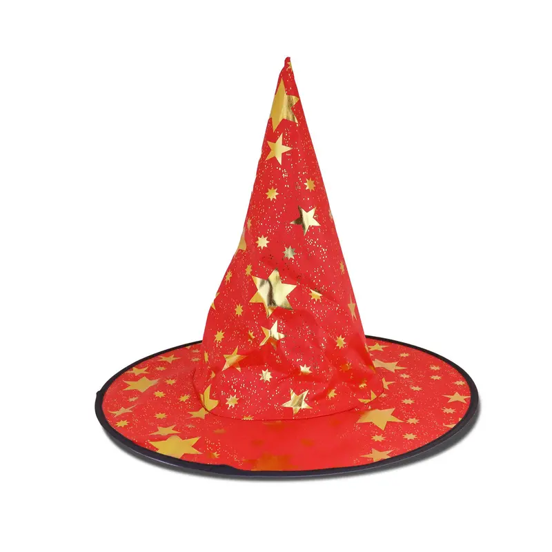 Sombrero Para Disfraz De Bruja Color Rojo Con Dorado 2
