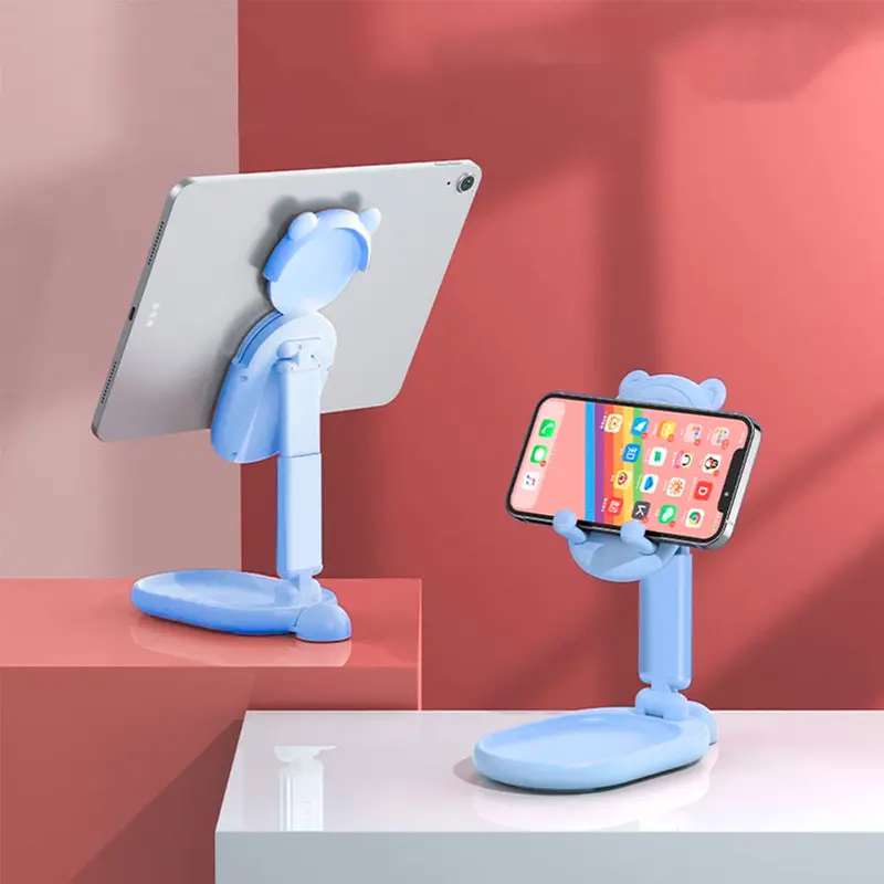 Soporte Para Celular De Gato Con Espejo Color Azul 2