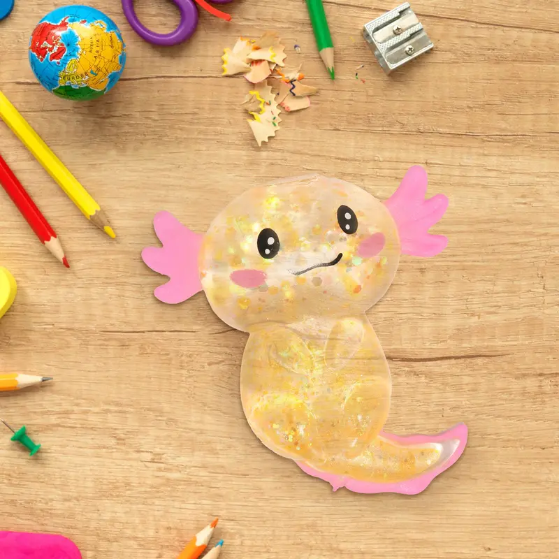 Squishy Ajolote Con Glitter, Color Naranja 1